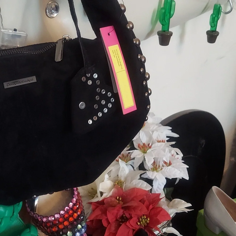 Catherine Malandrino Black Shoulder Bag with Stud Accents - Picture 3 of 8